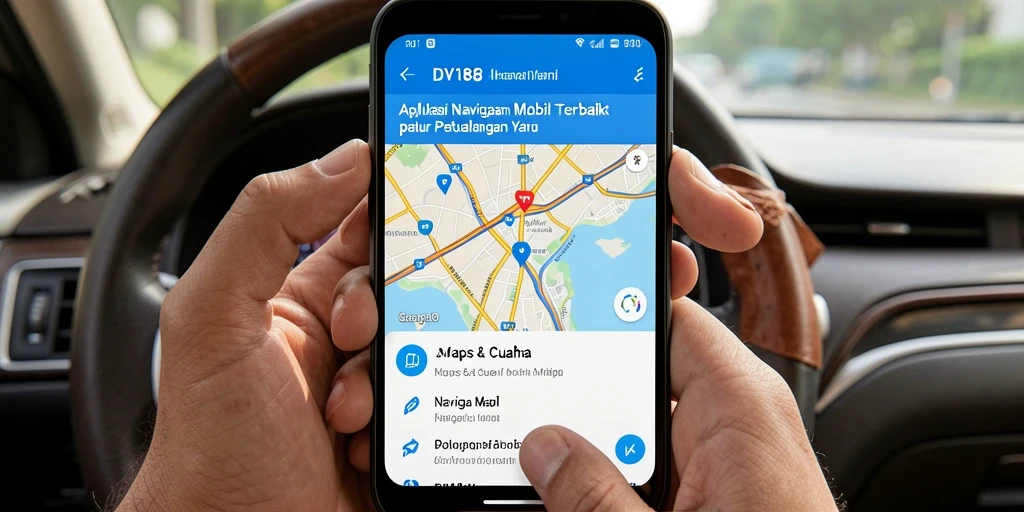 Antarmuka aplikasi DV188 dengan fitur navigasi mobil yang intuitif.