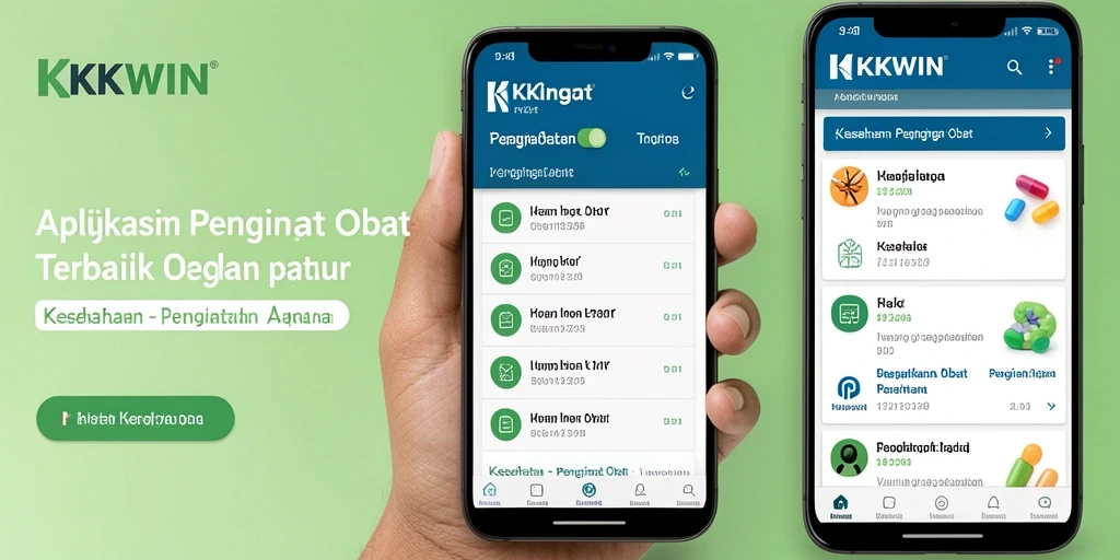 Antarmuka aplikasi KKWIN dengan fitur pengingat obat yang intuitif.