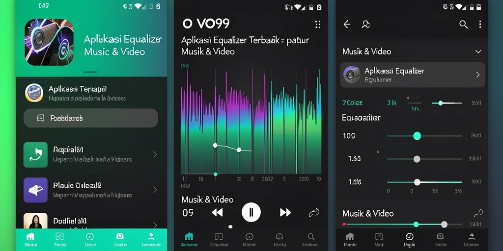 Antarmuka utama OVO99 yang menampilkan fungsi Equalizer yang canggih.