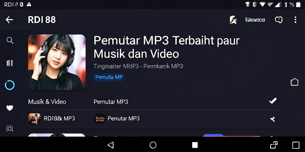 Tampilan antarmuka RDI88 yang mudah digunakan untuk Pemutar MP3.