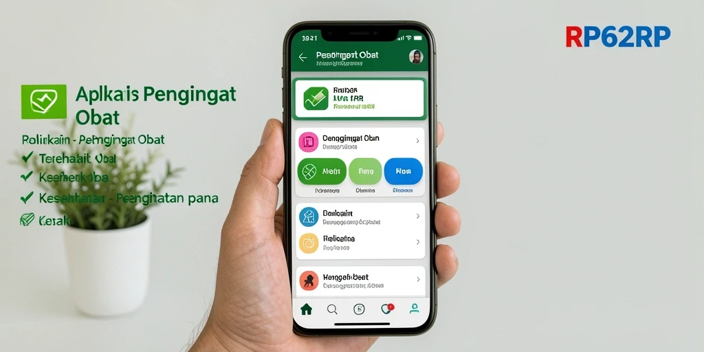 Tampilan antarmuka aplikasi Pengingat Obat RP62RP yang sederhana dan efektif.