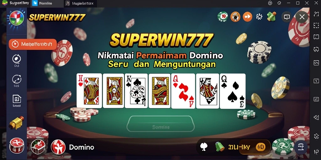 Antarmuka permainan Domino SUPERWIN777 yang menarik dan interaktif.