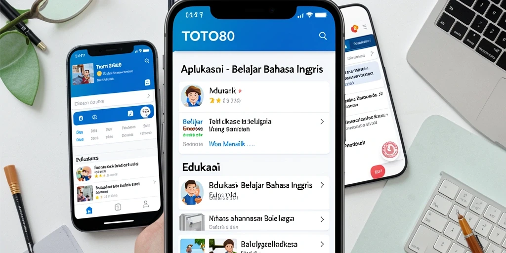 Antarmuka aplikasi TOTO80 yang modern untuk belajar Bahasa Inggris.